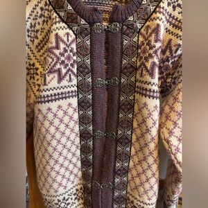 Dale of Norway Scandinavian winter pattern pure wool sweater cardigan size 38